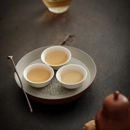 【Tea tray】The Heart Sutra · Coarse earthenware  teapot stand