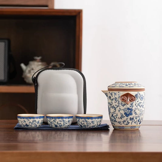 【Travel Tea Set】Blue and White portable Porcelain