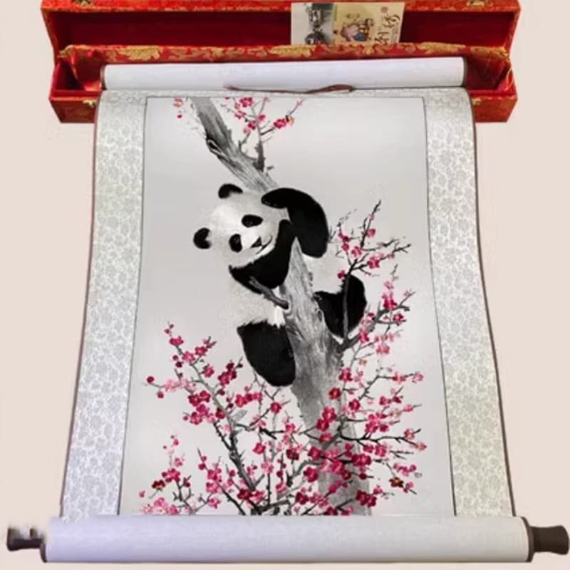 【Embroidery】Hand-embroidered scroll painting