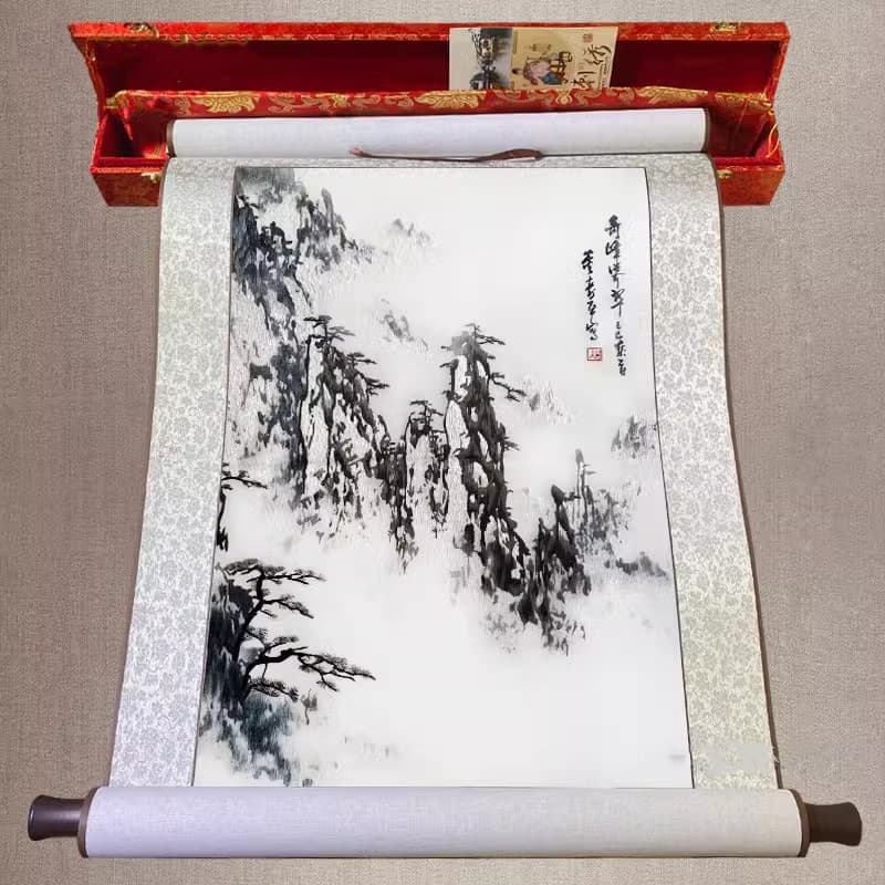 【Embroidery】Hand-embroidered scroll painting