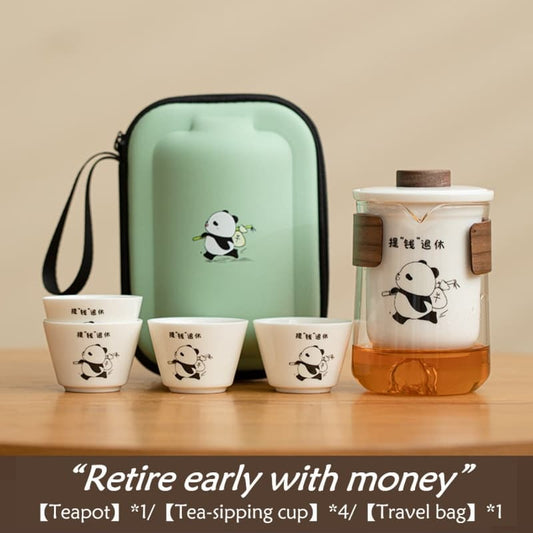 【Travel Tea Set】Panda White porcelain Quick Cup