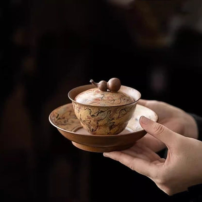 【Teapot】Hand-Painted Dunhuang Oil Paintings Covered Tea bowl