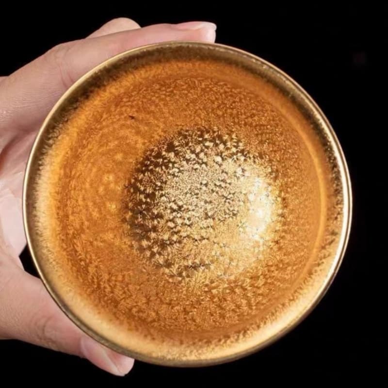 【Tea cup】Multi-colored Peacock Gold-plated Jianzhan Cup