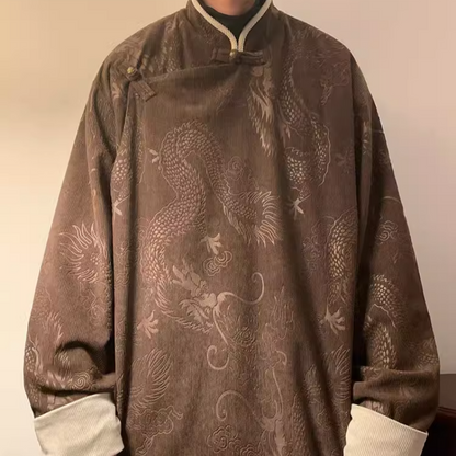 【Han Costume】Dragon-patterned slanting-collar Taoist robe