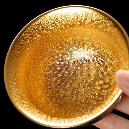 【Teapot】Multi-colored Peacock Gold-plated Jianzhan Covered Tea Bowl