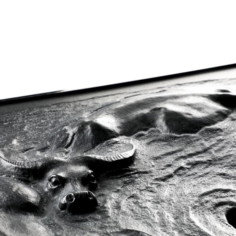 【Tea tray】Water buffalo diving Carving Chinese Ink Black stone Tea tray