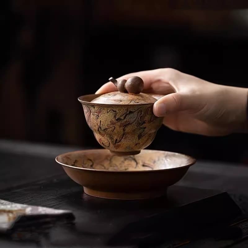 【Teapot】Hand-Painted Dunhuang Oil Paintings Covered Tea bowl