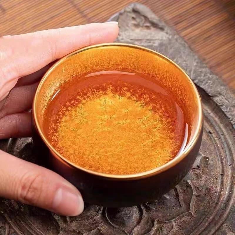 【Tea cup】Multi-colored Peacock Gold-plated Jianzhan Cup