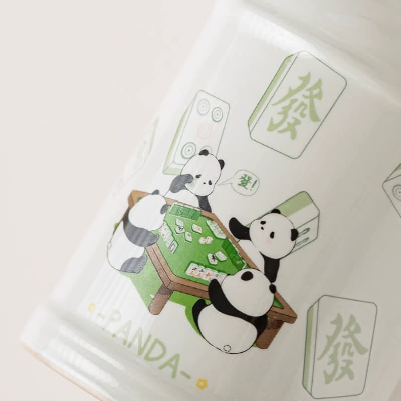 【Teapot】Pandas playing mahjong Ceramic thermos flask