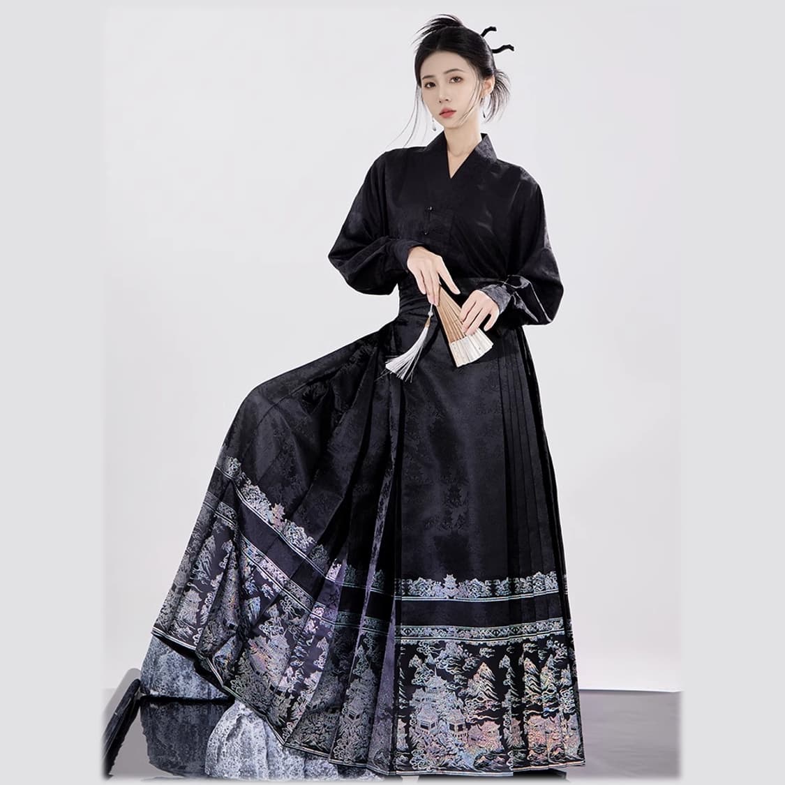 【Han Costume】Trapezoidal pleated Chinese-style skirt