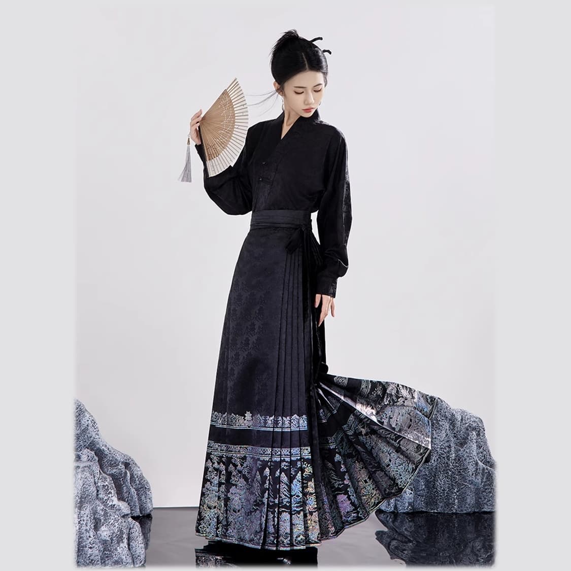 【Han Costume】Trapezoidal pleated Chinese-style skirt