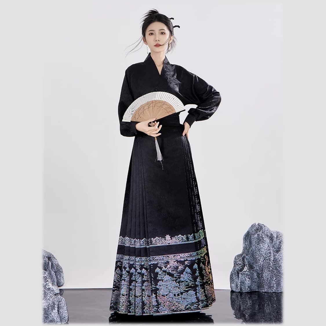 【Han Costume】Trapezoidal pleated Chinese-style skirt