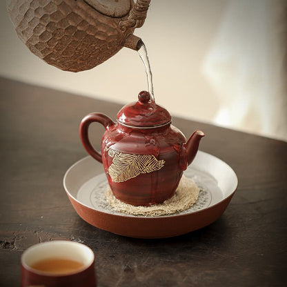 【Tea tray】The Heart Sutra · Coarse earthenware  teapot stand